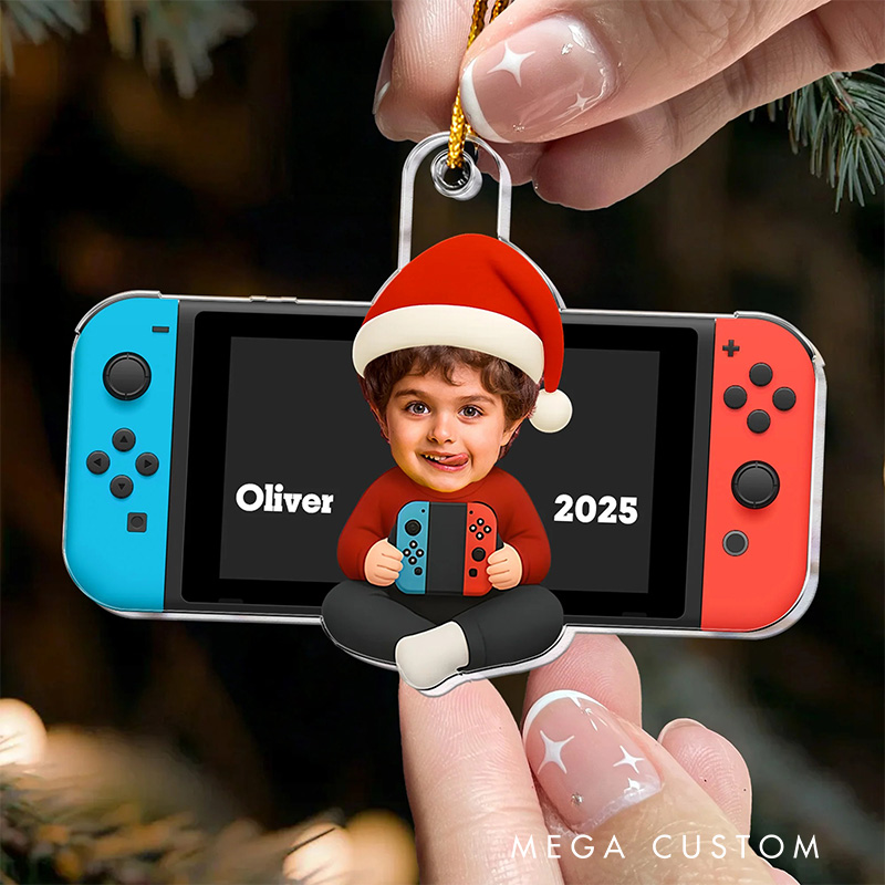 Personalized Kid Gamer Christmas Ornament Acrylic Photo Ornament Gamer Christmas Gift Video Game Xmas Gift Christmas Decor
