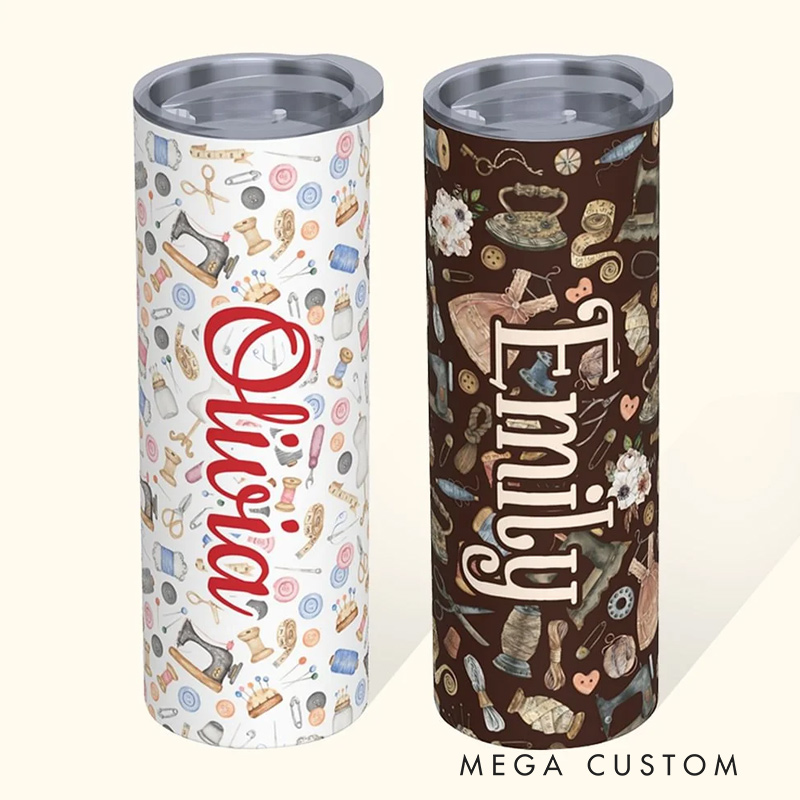 Personalized Colorful Sewing Crafter Stainless Steel Tumbler Gift for Her