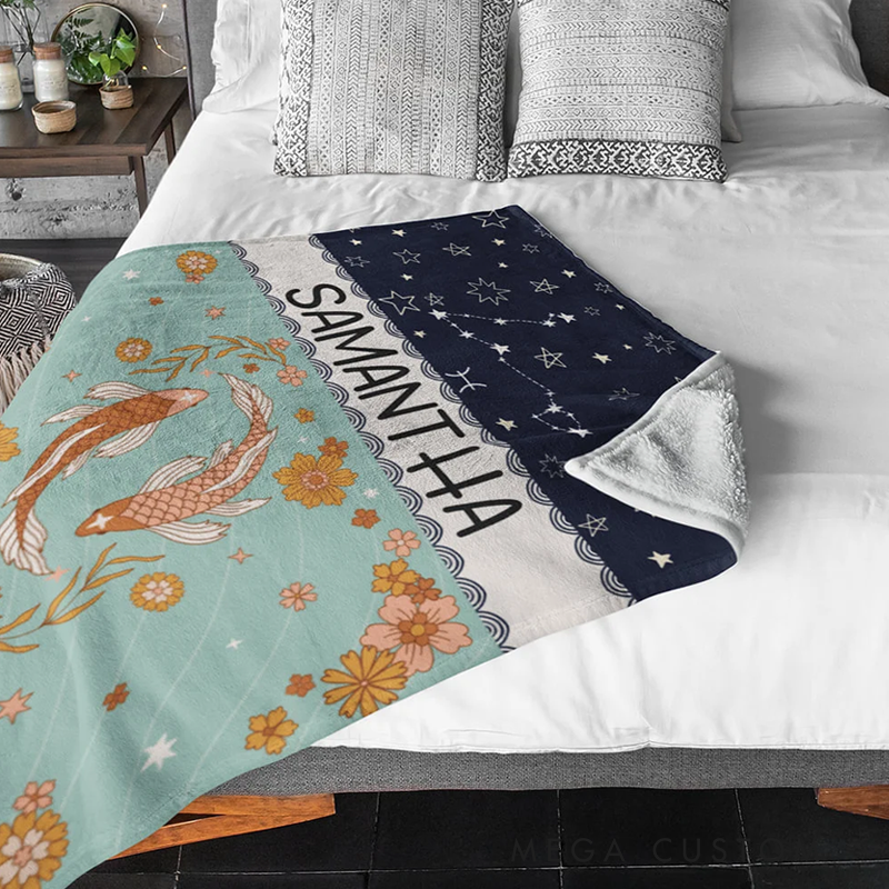 Personalized Zodiac Blanket with Name Birthday Gift for Astrology Lovers