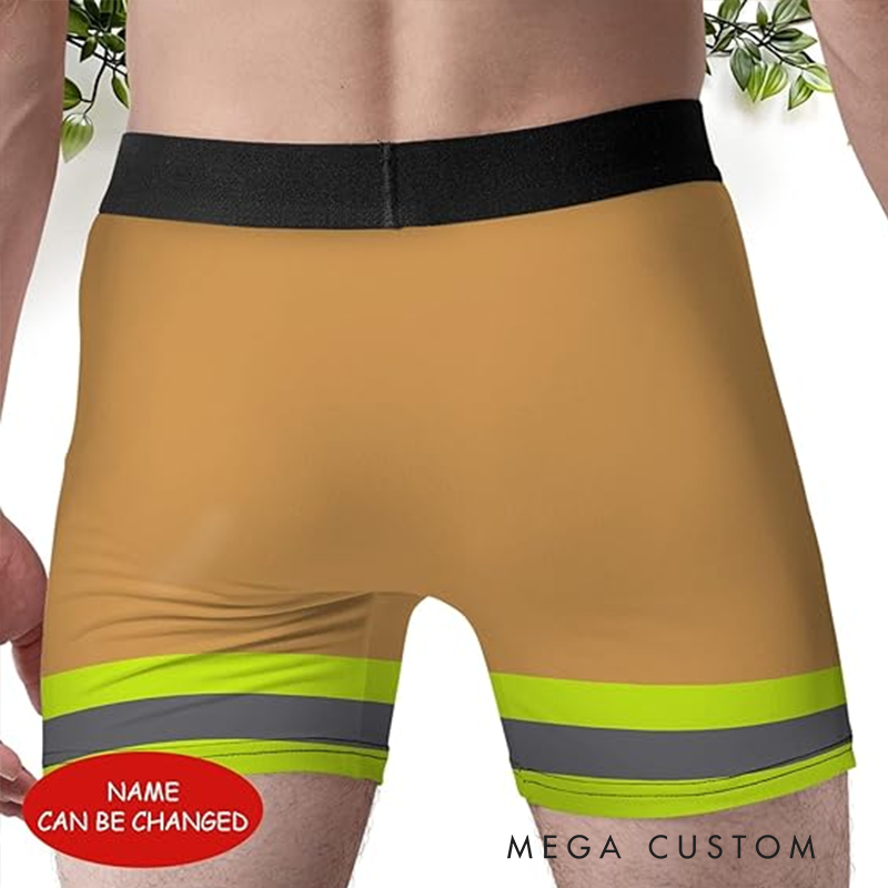 Personalized Firefighter Funny Boxers with Custom Name and Fire Hose Design Unique Gift for Firefighter Humor