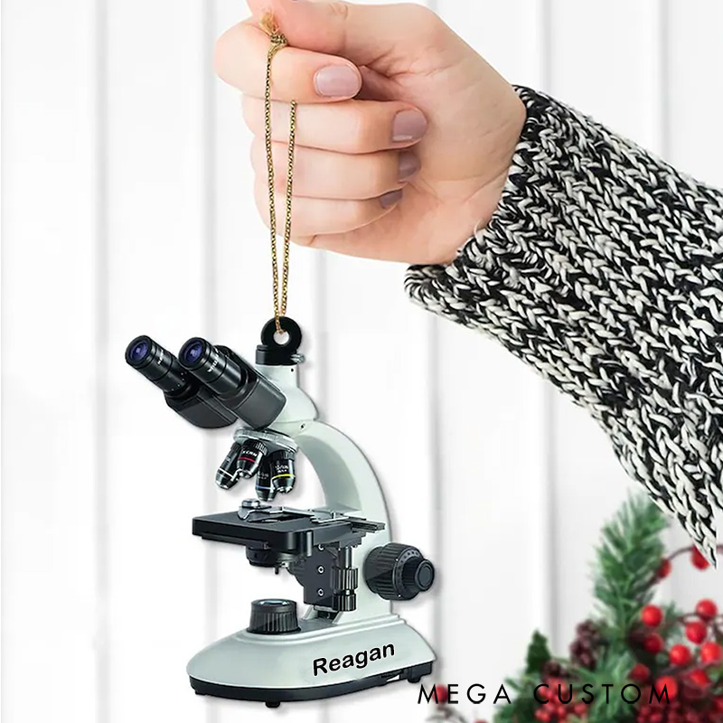 Personalized Microscope Christmas Ornament Science Microscope Christmas Ornament for Geek Lover