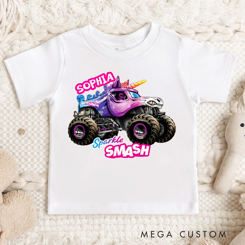 Personalized Trucker Jam of Sparkle Kids T-Shirt with Name Birthday Christmas Gift for Kids