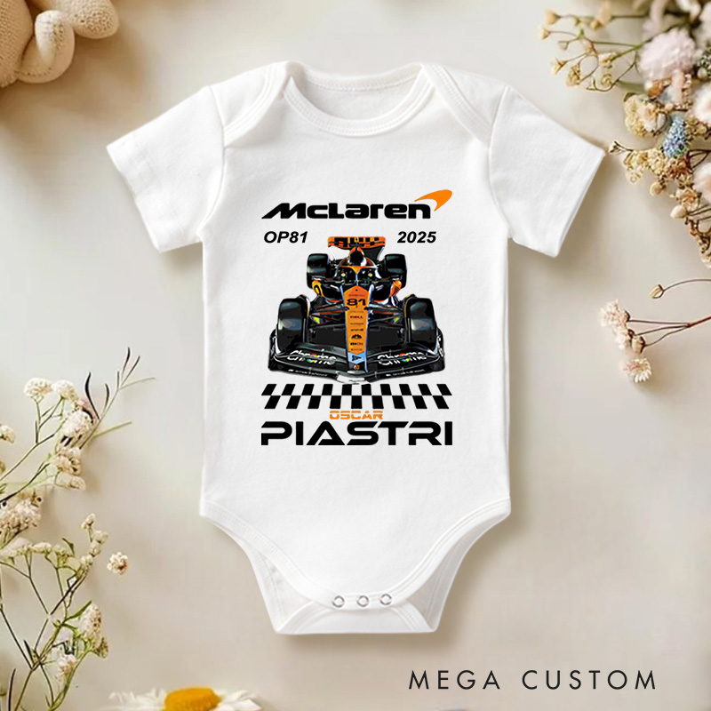 Personalized Oscar Piastri OP81 Baby Bodysuit BirthdayChristmas Gift for Baby