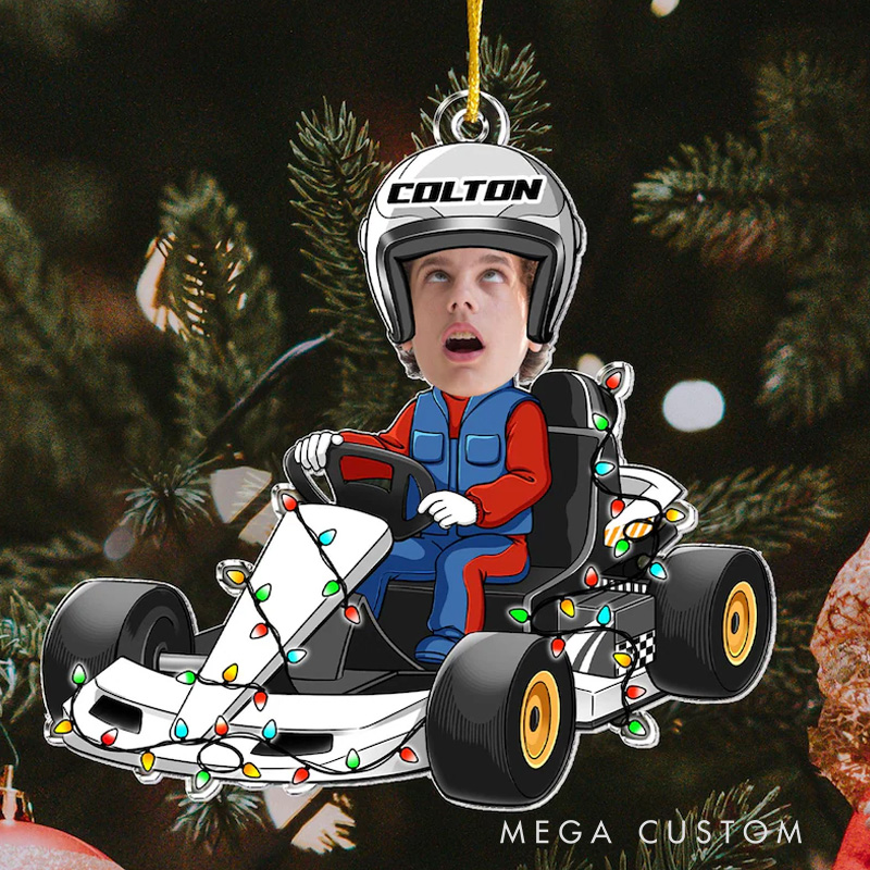 Personalized Kid Photo Ornament Car Racing Kid Ornament Custom Acrylic Ornament Baby Ornament Christmas Ornament Gift for Kid 