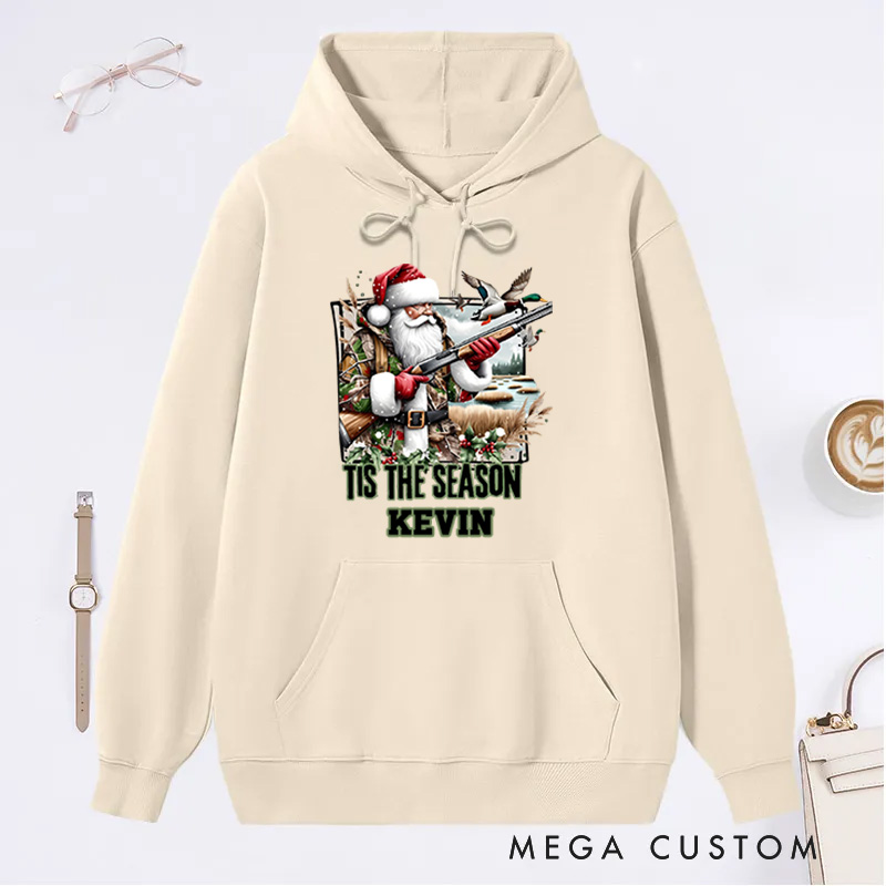 Personalized Camo Santa Sweatshirt Santa Duck Hunting Sweater Christmas Duck Hunting Hoodie Christmas Mallard Duck Christmas Gifts for Hunter
