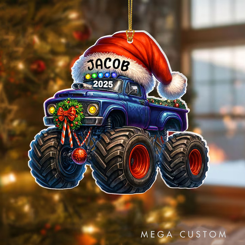 Personalized Monster Truck Christmas Ornament Truck Ornament Christmas Gift Boys Christmas Ornament Grandson Gift Kids Ornament Gift for Son