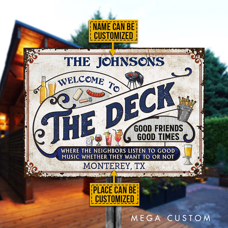 Personalized Deck Grilling Red Listen to the Good Music Color Custom Classic Metal Signs