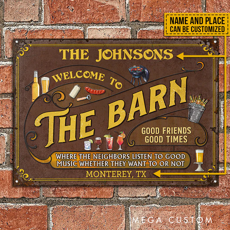 Personalized Barn Listen to the Good Music Custom Classic Metal Signs