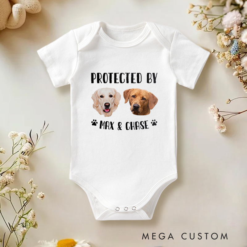 Personalized Protected by Adorable Pet for Family Love Baby Onesie