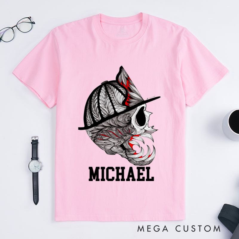 Personalized Firefighter T-Shirts Firefighter Helmet Design T-Shirt Firefighter Dad Gift