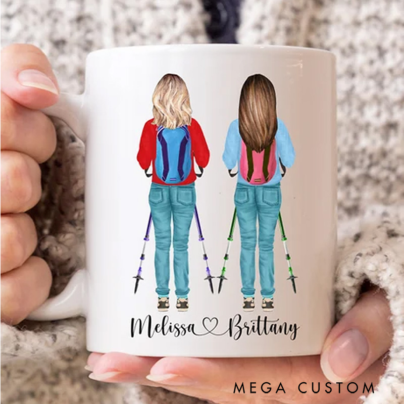 Personalized Hiking Friend Mug Hikers Cup Custom Friend Mug Outdoor Adventure Friend Gift