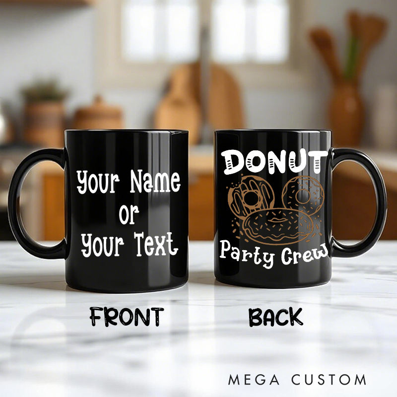 Personalized Police Themed Mug with Custom Name and Donut Party Crew Design Fun Gift for Police Officers