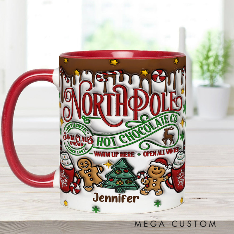 Personalized Northpole Hot Chocolate Custom Christmas Accent Mug