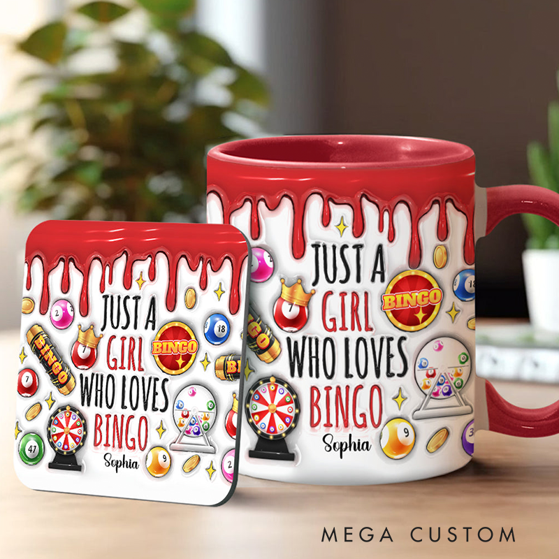 Personalized Just a Girl Who Loves Bingo Custom Bingo Player Accent Mug
