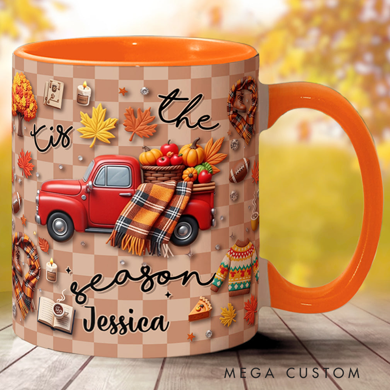 Personalized Tis the Season Custom Autumn Accent Mug