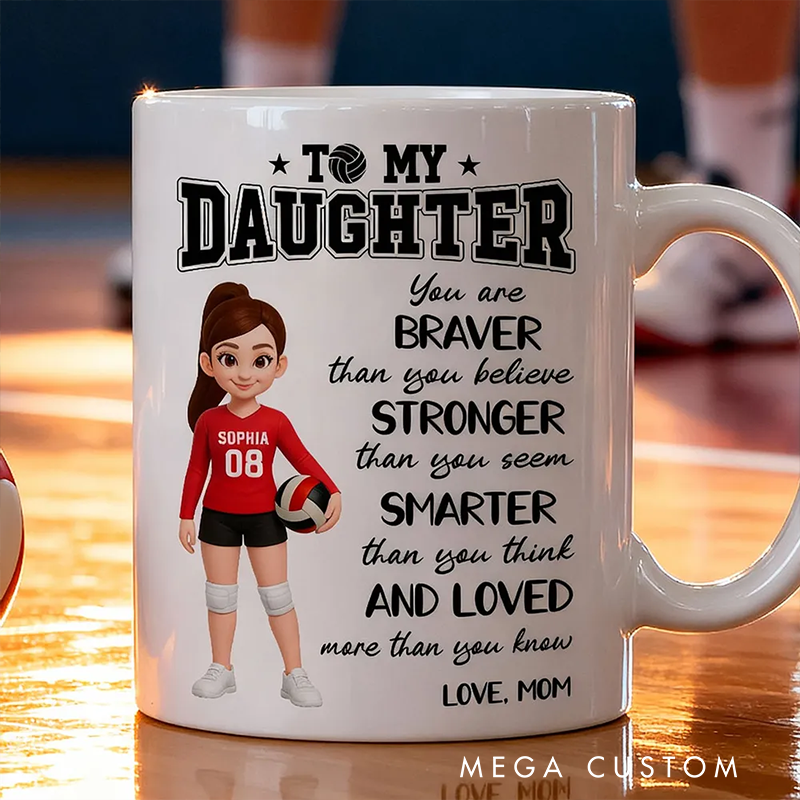 Personalized Volleyball Mug for Daughter with Inspirational Message from Mom