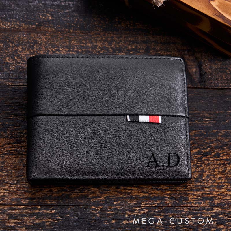 Personalized Men's Genuine Leather Wallet Custom Wallet for Men Birthday Anniversary Gift for Him Husband Boyfriend Gift Wallet