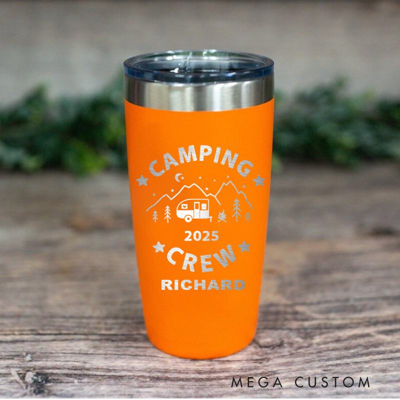Personalized Camping Tumbler Custom Camping Crew 2025 20 OZ Tumbler Gift for Outdoor Camping Lover
