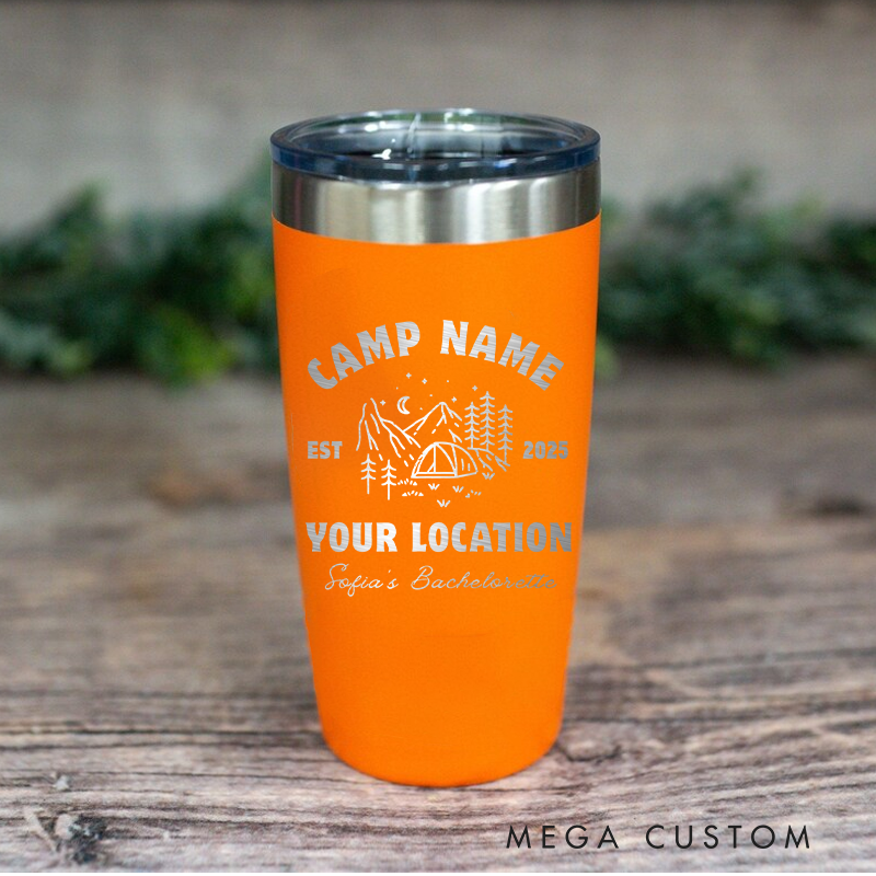 Personalized Customizable Camp Tumbler Bachelorette Adventure camping Tumbler gift for outdoor Lover