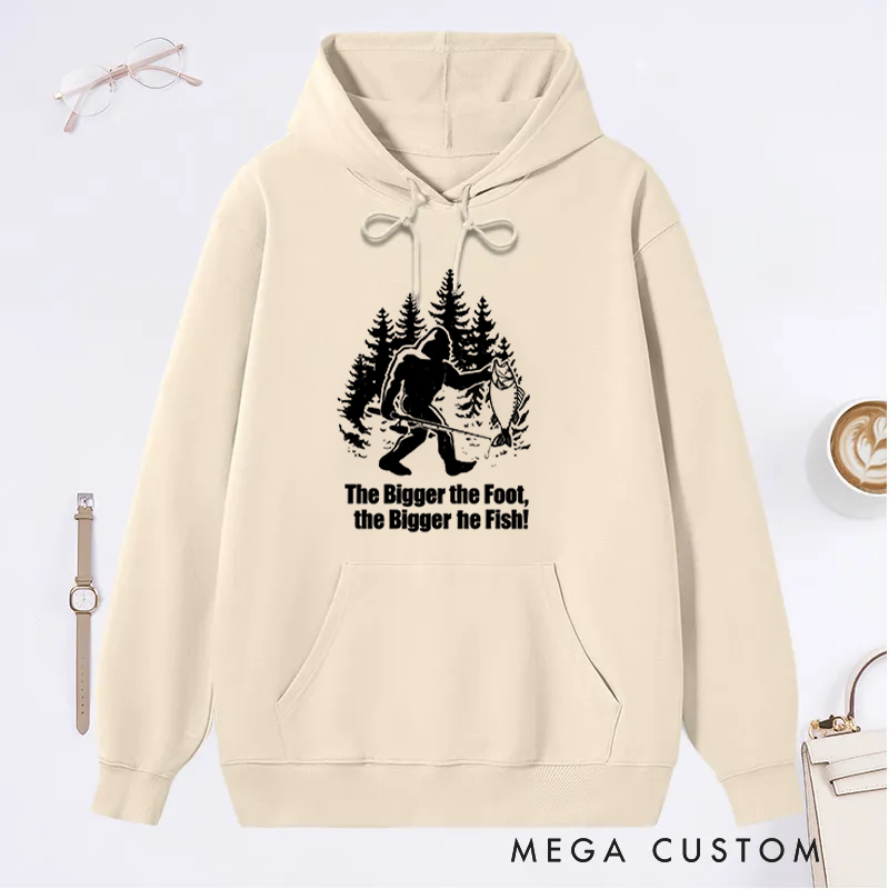 Personalized Funny Bigfoot Fishing Hoodie Funny Sasquatch Fisherman Hoodie Bigfoot Angler Sweatshirt Cozy Sweatshirt for Fishing Enthusiasts and Outdoor Lovers