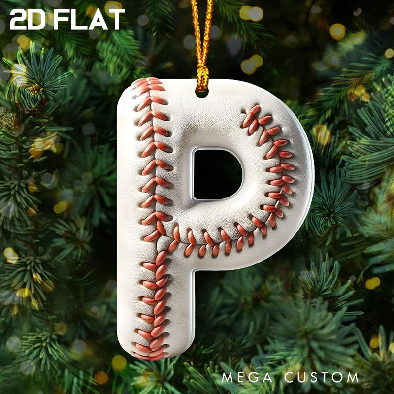 Personalized Baseball Acrylic Initial Christmas Ornament for Baseball Fans with Festive Touch  