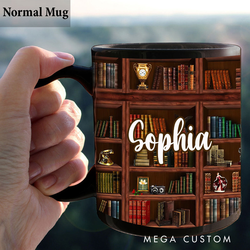 Personalized Bookish Mugs Custom Book Accent Mug with Name Bookworm Coffee Mug for Reader Book Lover Librarian Gift