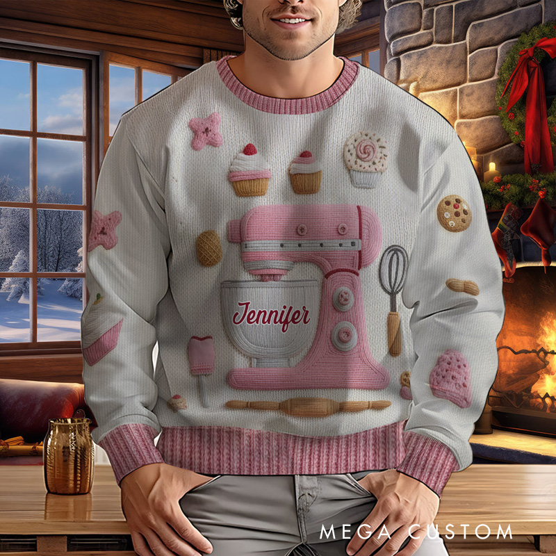 Personalized Baking Is My Love Ugly Christmas Sweater Baking Ugly Christmas Sweater for Kids Adult