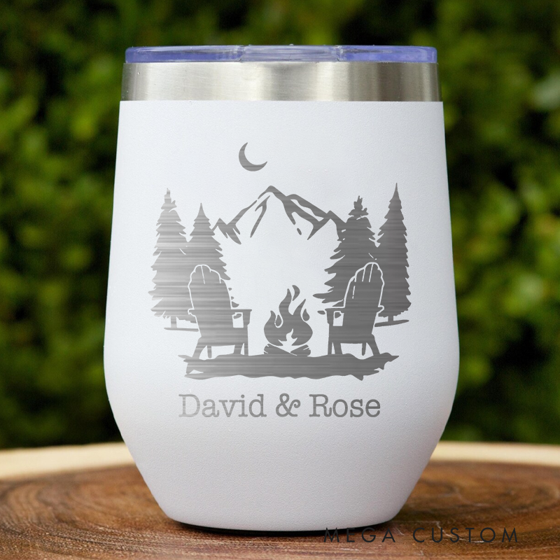 Personalized Camping Wine Tumbler Outdoor Campfire Tumbler Hiking & Camping Mug Coffee Cup Gift for Outdoor Campig Lover