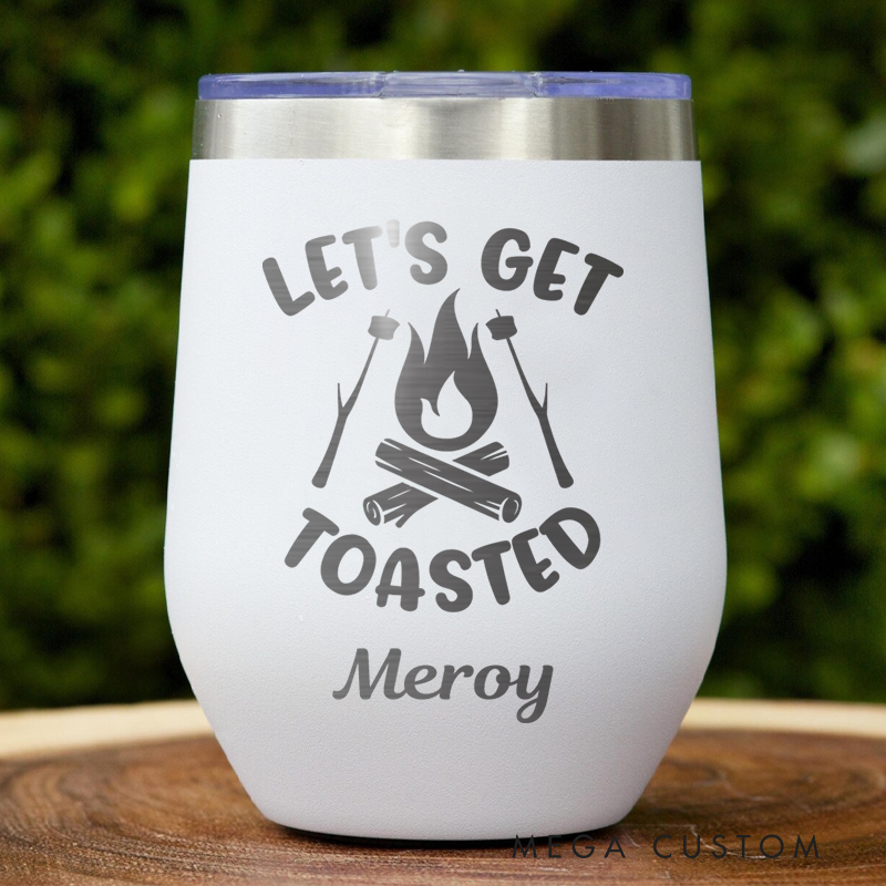Personalized Let's Get Toasted Tumbler Outdoor Camping Wine Tumbler Hiking & Camping Mug Gift for Outdoor Campig Lover