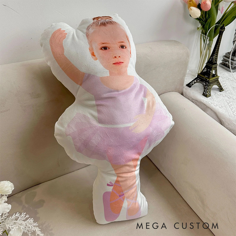 Personalized Cute Little Ballerina Shaped Pillow Dancing Photo Pillow Dance Lover Gift for Kids Friend Granddaughter