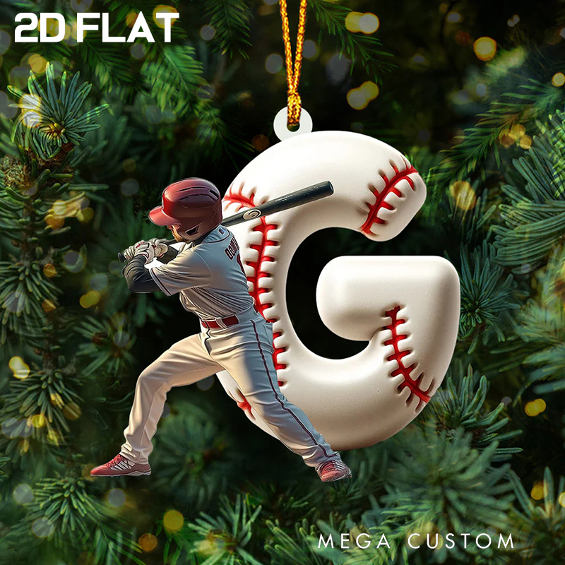 Personalized Acrylic Baseball Christmas Ornament Best Player Ever with Customizable Letters and Numbers