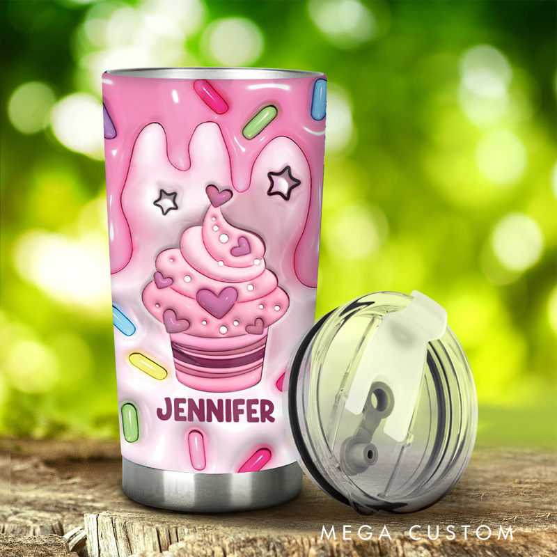 Personalized Cupcake Tumbler with Custom Name 20oz Baking Tumbler for Her Baker Dessert Lover Tumbler