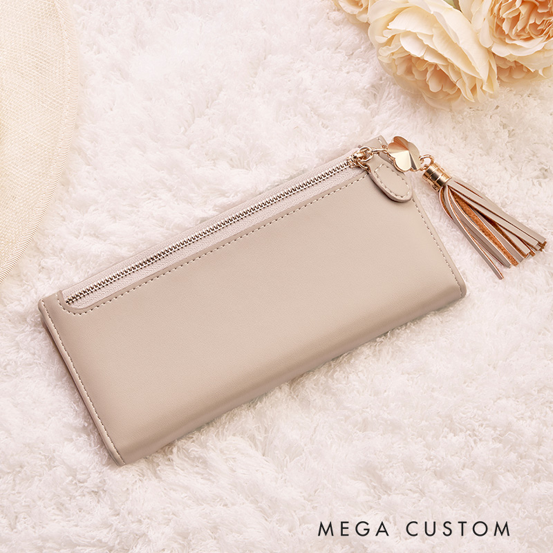 Personalized God Says she is Leather Wallet with Birth Flower Slim Wallet Clutch Purse Religious Gift Birthday Gift for Women 