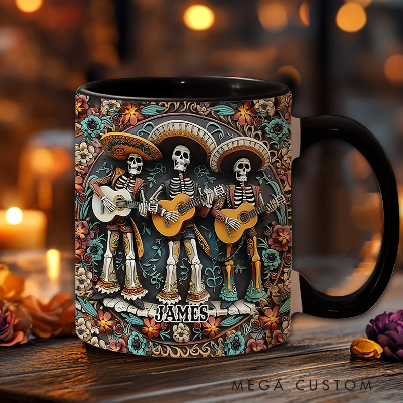 Personalized Name Skeleton Trio Mug Skull Accent Mug
