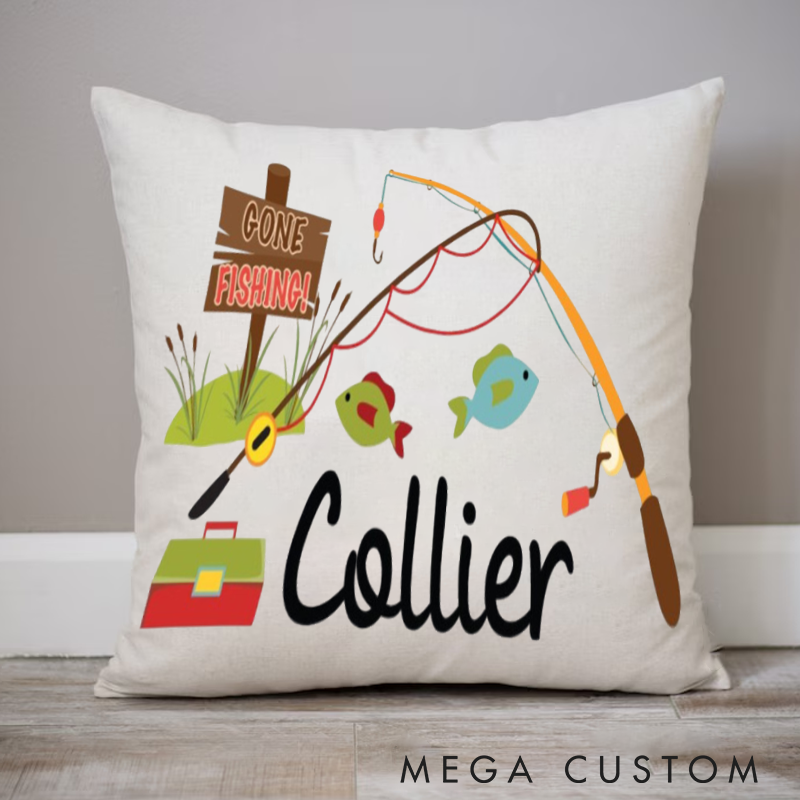 Personalized Fishing Pillow Fishing Pillow with poles Unique Gift for Fishing Lovers Comfortable Home Decor for Anglers