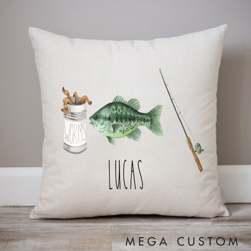 Personalized Fishing Pillow Boys Room Fishing Pillow Unique Gift for Anglers Comfortable and Stylish Home Decor