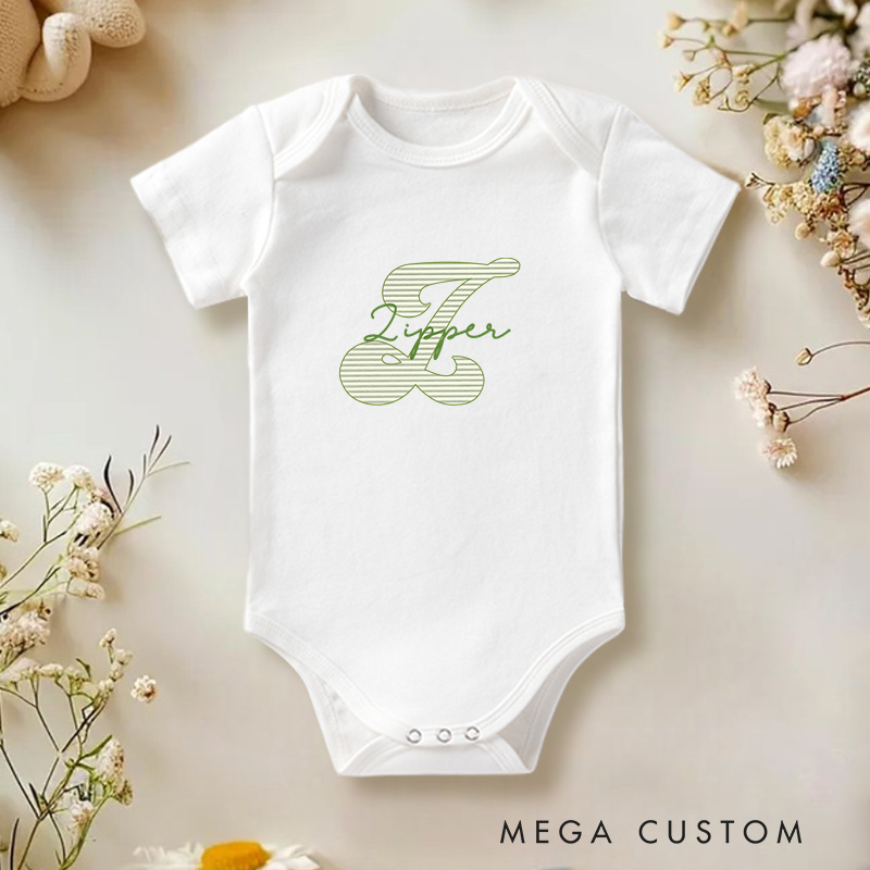 Personalized Name and Letter Design with Stylish and Elegant Touch Baby Onesie