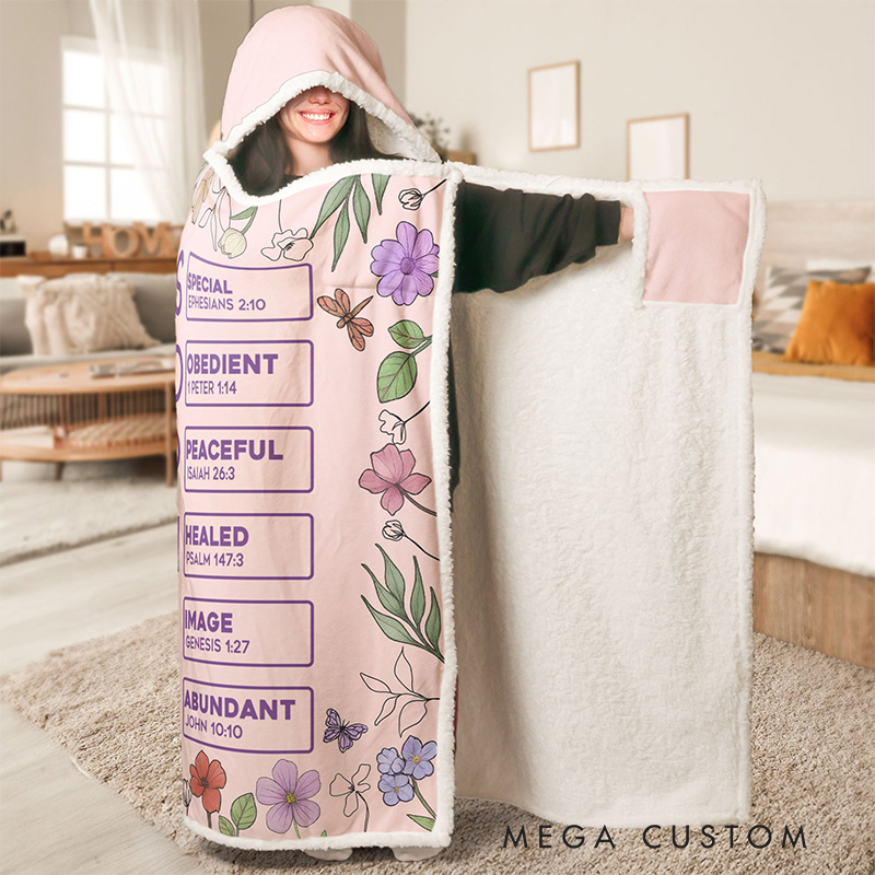 Personalized God Says You Are Cartoon Character Soft Hooded Blanket with Name Letter In Bible Home Accessory Birthday Christian Gift for Women