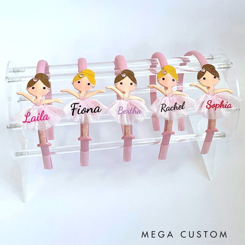 Personalized Ballerina Headband Doll Ballet Headband Pink Hair Bow Gift for Ballet Dancer Kids Dance Lover