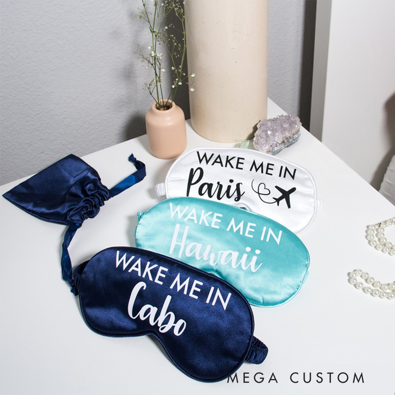 Personalized Eye Mask Custom Sleep Mask Travel Sleeping Mask Custom Satin Mask Bridal Party Sleep Mask Destination Wedding Gift