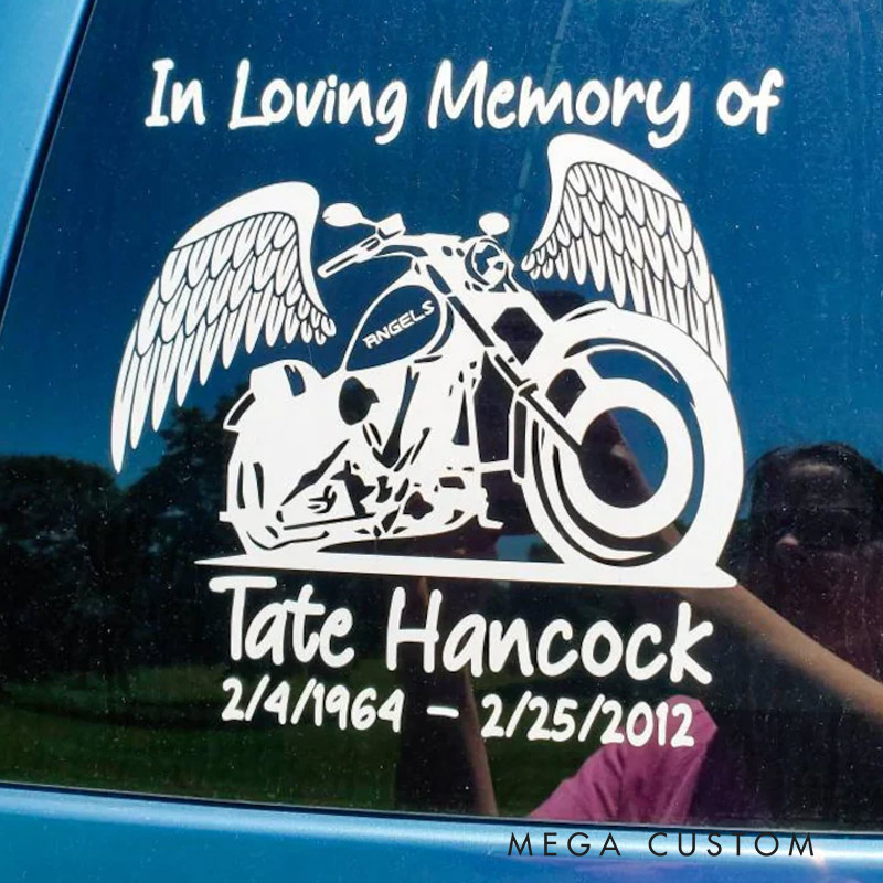 Personalized Memorial Decal Sticker for Car Window In Loving Memory Decal Motorcycle Memorial Decal Sympathy Gift