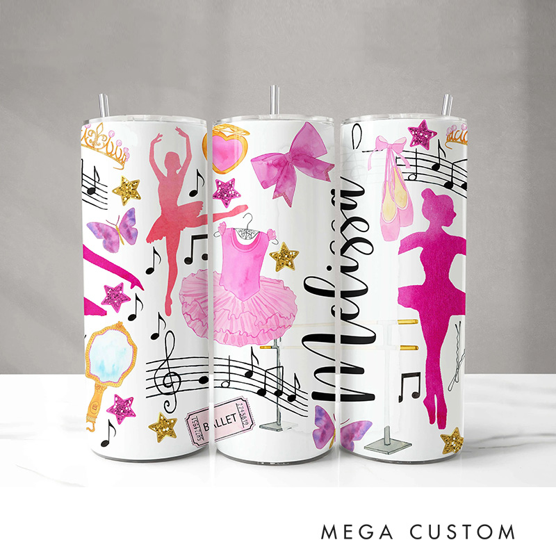 Personalized Ballerina Princess Tumbler Gifts for Dance Teacher Dance Lover Tumbler Gift for Kids Friend Granddaughter