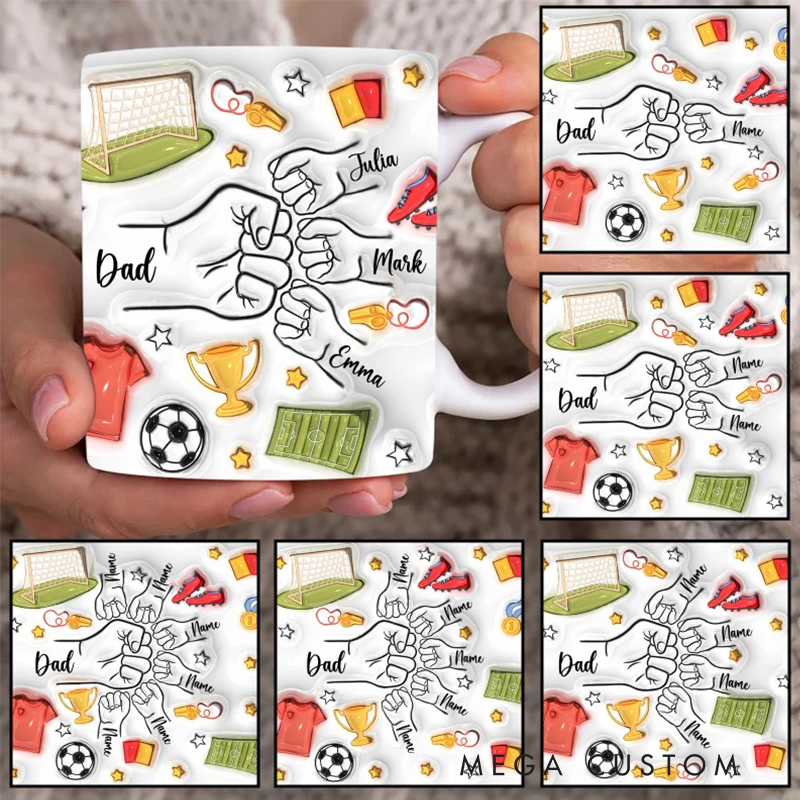 Personalized Soccer-Themed Family Mug with Custom Names and Fun Graphics for Family