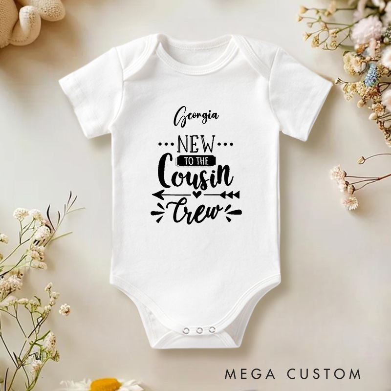 Personalized New to the Cousin Crew Cute and Fun Family Baby Onesie