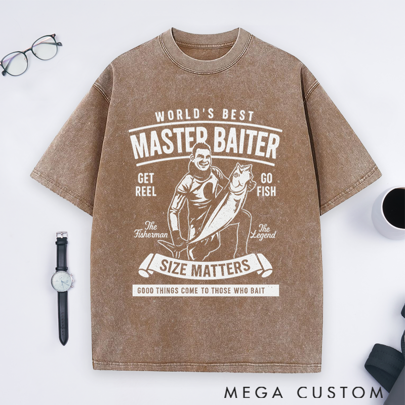 Personalized Funny Fishing T-Shirt World's Best Master Baiter T-Shirt Fishing T-Shirt Perfect Gift for Fishermen Comfortable Outdoor Fishing Apparel
