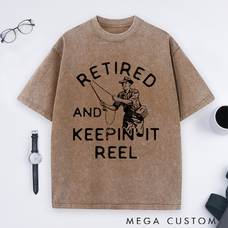 Personalized Retired and Keepin' It Reel T-Shirt Funny Fishing T-Shirt for Retirees Comfortable Outdoor Fishing Apparel Perfect Gift for Fishermen
