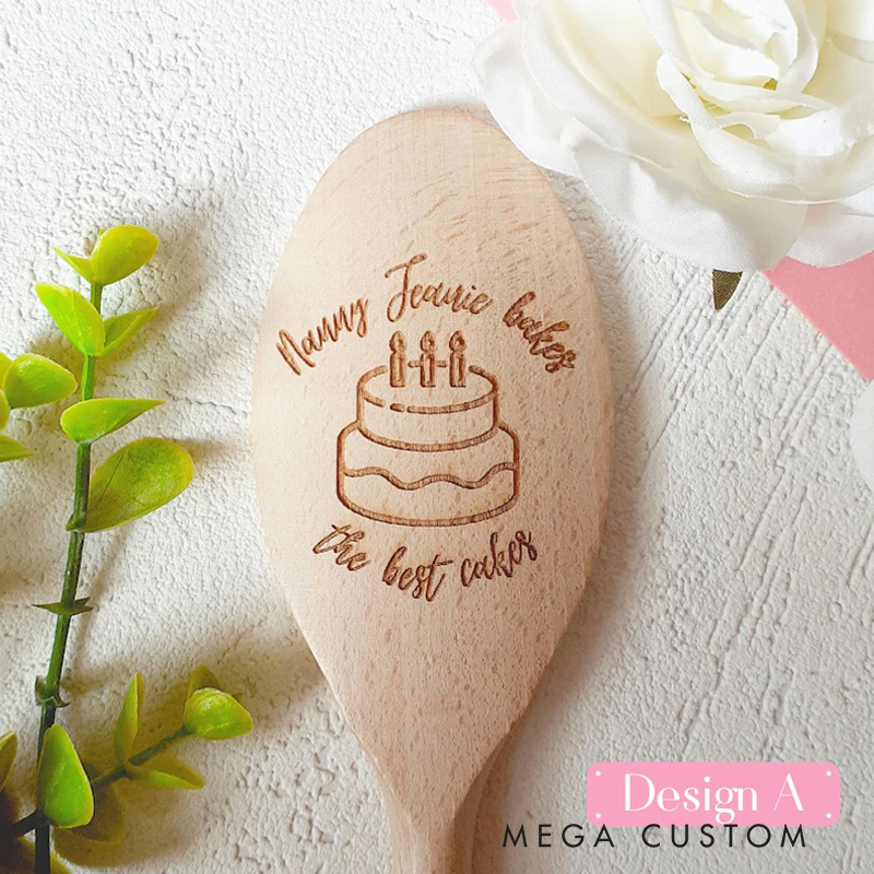 Personalized the Best Cakes Spoon with Name Wooden Baking Spoon for Baking Lover Baker Mom Grandma Baking Lover Gift