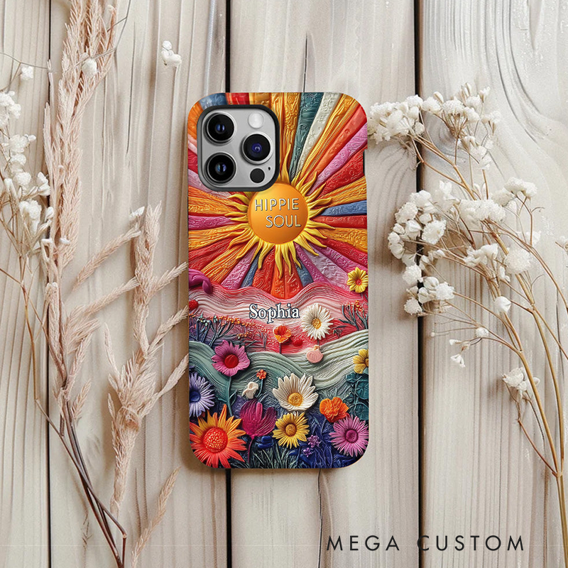 Personalized Hippie Full Print Phone Case Hippie Lover Gifts Colorful Hippie Phone Case Bohemian Phone Case