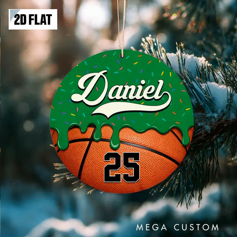 Personalized Basketball Christmas Ornament with Custom Name and Number
