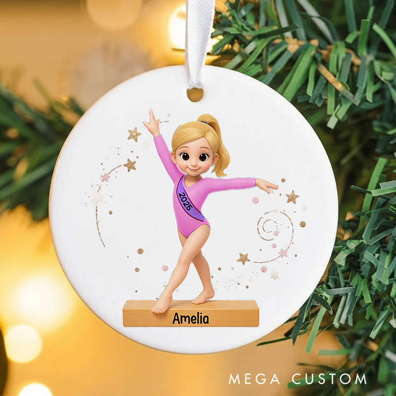 Personalized 3D Effect Gymnastic Girl Christmas Ceramic Ornament Dance Lovers Christmas Gift Dancer Xmas Gift Christmas Decor